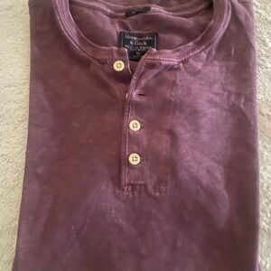 Abercrombie & Fitch Men's Plum Button Henley Shirt